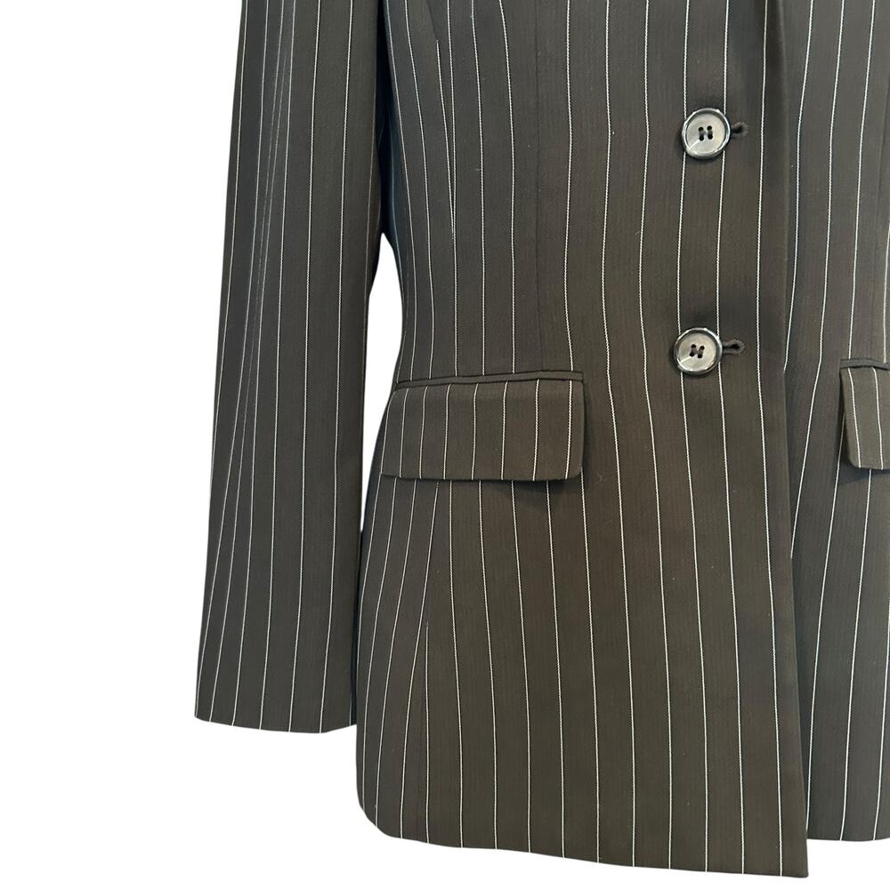 Vintage 90s/Y2K Black White Pinstripe Blazer Sz 8 - Picture 8 of 15